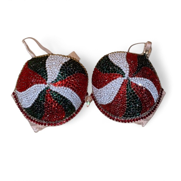 Crystal Rhinestone Candy Cane Swirls Glam Bling Bra Top All Sizes New - Picture 1 of 10